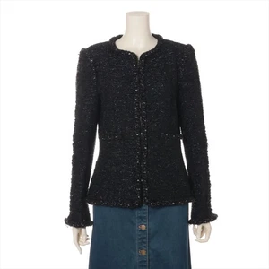 Chanel Coco Button Wool & Nylon Collarless jacket 40 Ladies' Black P49616V32950 - Picture 1 of 19