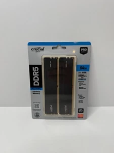 Crucial Pro 64GB (2x32GB) DDR5 5600MHz C46 UDIMM Desktop Memory - Black New - Afbeelding 1 van 3