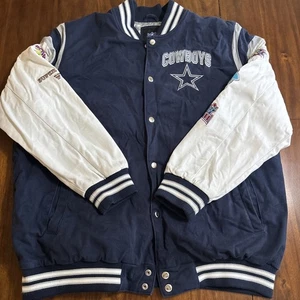 NFL Dallas Cowboys 5X Parches Campeones del Super Bowl Chaqueta Universitaria Para Hombres 3XL - Imagen 1 de 12