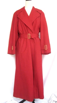 Vntg Bill Blass Signature Long Wool Trench Coat Red Removable Lining L/XL USA - Image 1 of 4