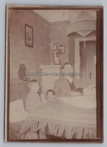 Mädchen mit Puppen 6 Teddybär Wohnung Vater mit Pfeife - Foto 1920er - Picture 1 of 2