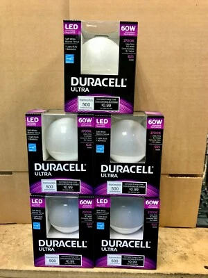 LED Dimmable 8.2 W (60 W) Soft White Duracell Ultra G25 Globe Vanity pack of 5 - Image 1 of 3