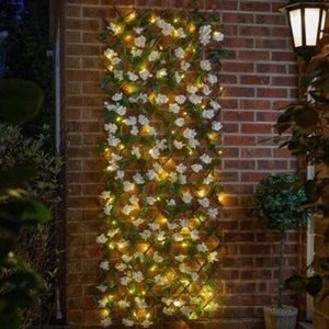 Solar LED Flower Wall 6ft Fake Garden Trellis Hedge Light Up Party Decor Wedding - Picture 1 of 21