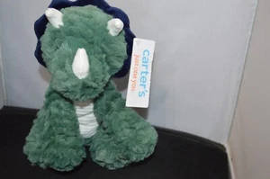 Carters Just One You Plush Triceratops Green Navy 9” Plush Tags A7 - Picture 1 of 4
