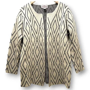 Oliver Excio Sweater Jacket Coat Womens Large Actec Cream Black Boho Cardigan - Picture 1 of 13