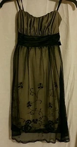 STRAPLESS FORMAL DRESS by A. Byer SIZE SMALL BLACK & TAN - Picture 1 of 5