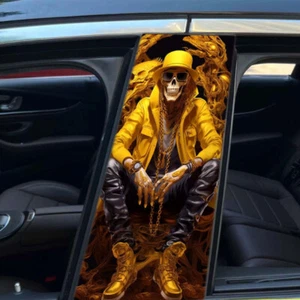 2pcs Golden Ghosts Car Center Pillar Sticker B-pillar Protective Film Decor - Imagen 1 de 4
