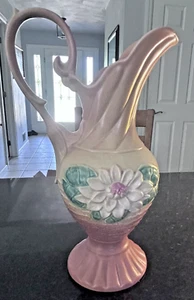 Brocca vintage Hull Art USA Ewer L-17 13,5" rosa pastello ninfea vaso ceramica - Foto 1 di 11