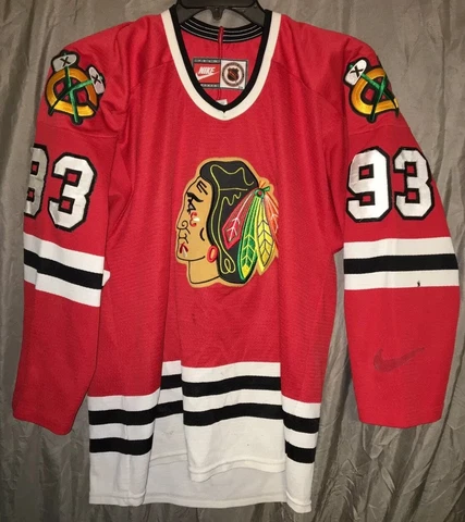 Vintage NHL Doug Gilmour Chicago Blackhawks Hockey Nike Jersey Adult Sz M Rare Cover