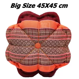 Large Pillow Natural Kapok Cushion Thai pattern Hibiscus Flower Cover Versatile - Picture 1 of 3