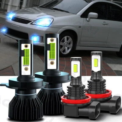 For Suzuki Aerio 2002-2007 4X LED Headlight High/Low + Fog Light Bulbs Kit Blue - Image 1 of 4