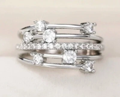 GENUINE SILVER S925 CLASSIC BUBBLE SQUARE STACKING RING SIZE 60 S BARGAIN PRICE - Image 1 of 4