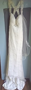 Mary's Bridal Couture Gown with Veil Ivory Size 8 Allure Romance Style 3269 - Picture 1 of 4