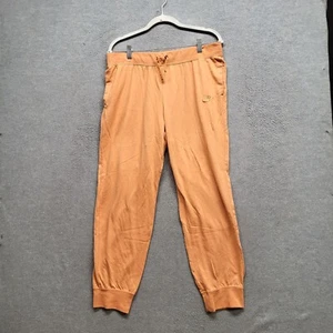 Nike Women Activewear Pants Large Orange Jogger Swoosh Logo Pockets Drawstring - Picture 1 of 11