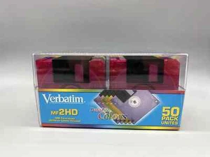 Verbatim DataLife Colors 50 Pack Disks in Storage Case MF 2HD IBM Formatted NEW - Afbeelding 1 van 5