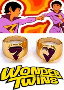 WONDER TWINS rings SET lot Zan Jayna  DC Super Friends powers Cosplay Jewelry