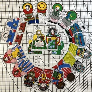 Cut & Sew Pre-Cut Fabric 10 Children of the World Small Cloth Rag 6x3 inch Dolls - Picture 1 of 9