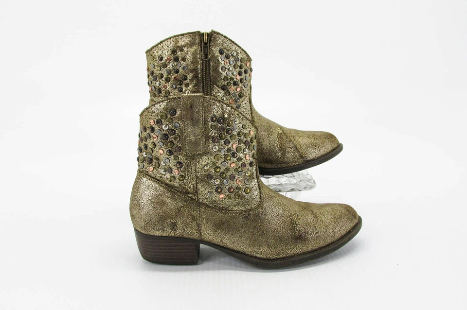 Bota Frye Mujer Deborah Tachonada Corta Talla 5B Dorada Western Chelsea Usada qp Foto 1 de 4