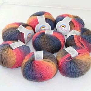 New 8Balls x50g Soft Warm Cashmere Wool Colorful Rainbow Shawl Hand Knit Yarn 08 - Picture 1 of 4