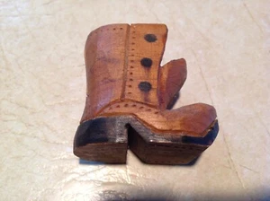 Boot Wood Carving~Cute Handcarved~Stocking Stuffer~Collectible~2 1/4" Tall~EXC! - Picture 1 of 4