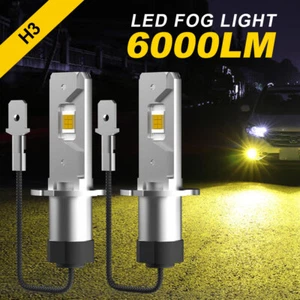 2X H3 Golden Yellow 3000K High Power LED Fog Light Driving Bulb Lamps 6000LM - Picture 1 of 10