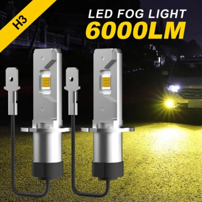 2X H3 Golden Yellow 3000K High Power LED Fog Light Driving Bulb Lamps 6000LM - Image 1 of 4