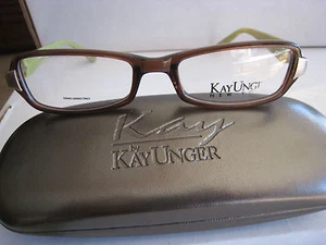 KAY UNGER EYEGLASSES FRAME K130 BROWN 51-17-130 WITH CASE NEW & AUTHENTIC - Picture 1 of 3