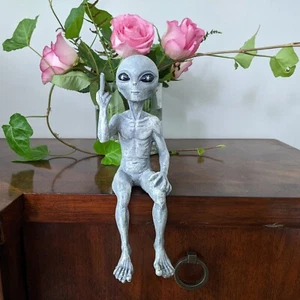 Rude Alien Statue “Flipping The Bird” 10″ H Shelf Sitter Figurine - Alien Gray - Picture 1 of 5