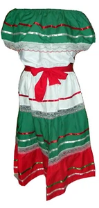 Vestido para mujer talla única para la mayoría folclórico mexicano fiesta baile hecho a mano nuevo - Imagen 1 de 8