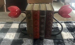 2 PC Ikea Bakhasare Tulip Bookends Red Black Contemporary - Picture 1 of 13