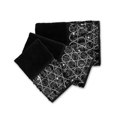 Sinatra 3 Piece Towel Set Bath Towel Hand Towel Wash Cloth Black - Image 1 of 4
