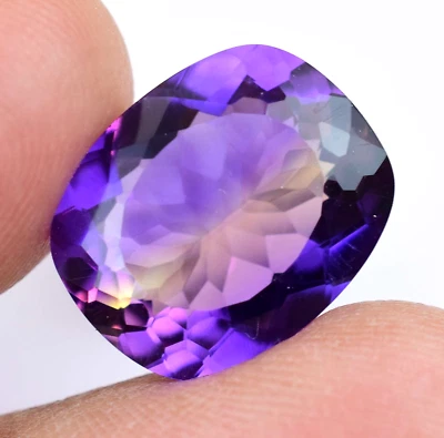 Natural Bi-Color Ametrine 10.00 Ct Cushion Bolivia Certified FL Loose Gemstone - Image 1 of 4