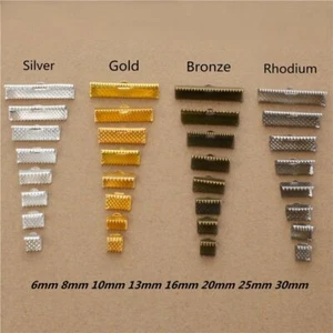 50pcs Ribbon Cord End Clamps Crimps Beads Clips Buckle Fasteners Womens Jewelry - Picture 1 of 16
