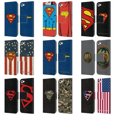 SUPERMAN DC COMICS LOGOS LEATHER BOOK WALLET CASE COVER FOR APPLE iPOD TOUCH MP3 - Image 1 of 4