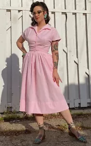 Loco Lindo sz SMALL '50s Pinup Rockabilly Vintage Repro Green Striped Dress VLV - Picture 1 of 9