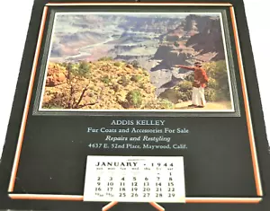 Calendario de pared ABRIGOS DE PIEL ADDIS KELLEY Maywood, California De colección 1944 AD Business - Imagen 1 de 4