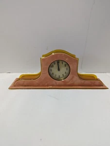 MCM Art Deco Plastic Table Mantel Clock Pink Pyralin Mayflower Parts or Repair - Picture 1 of 10
