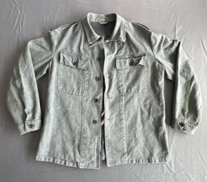 Vintage Swiss Army Military Denim Jacket Medium Workwear Gorpcore Utility Prison - Picture 1 of 15