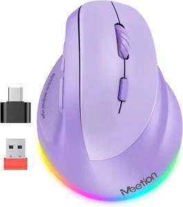 Meetion Ergonomic Right-Handed Mouse, Wireless Vertical Mouse RGB Rechargeable - Picture 1 of 6
