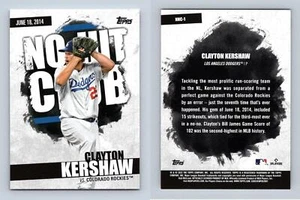 Clayton Kershaw #NHC-1 Topps Baseball 2022 Series 2 No Hit Club Card - Picture 1 of 1