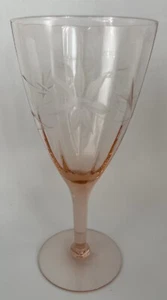 Vintage Pink Floral Optic Water Glass 7” Elegant Etched Set Of 3 - Picture 1 of 3