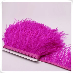 Fuchsia Hot Pink Ostrich Feather Trims Fringes Sewn on Feather 1 Yard   - Picture 1 of 2