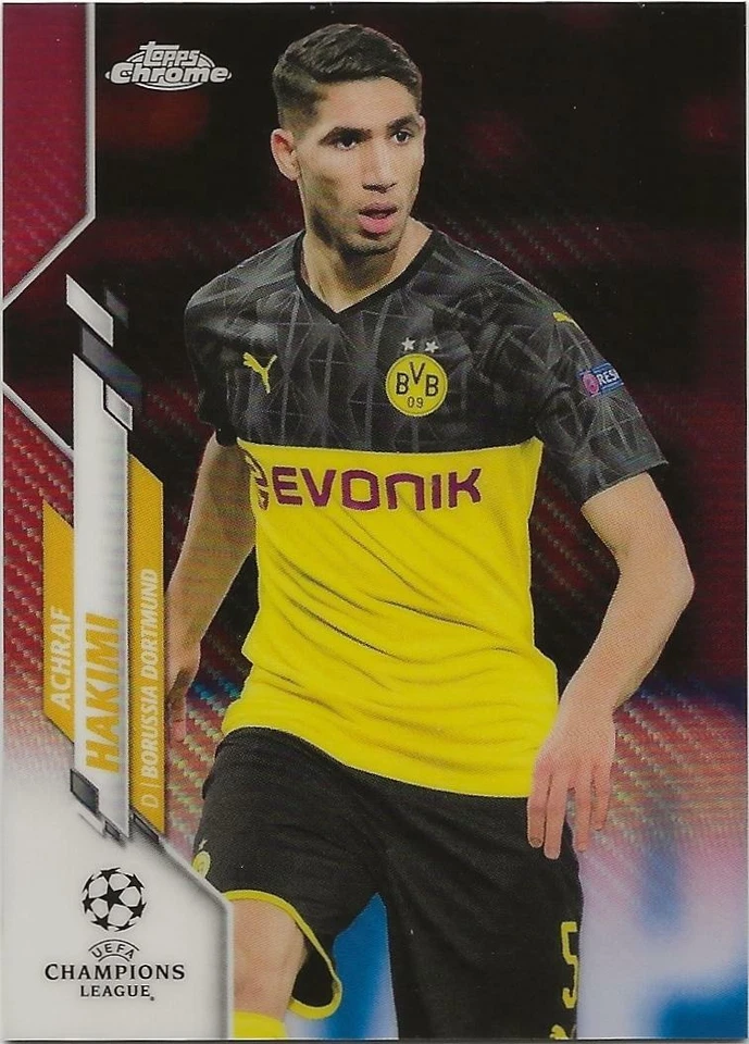 2019-20 Topps Chrome UEFA UCL ~ ACHRAF HAKIMI Red Carbon Fiber Refractor SSP #12 - Image 1 of 1