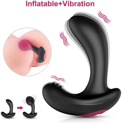 Vibrador anal inflable tapón trasero masajeador de próstata masculino juguetes sexuales para hombres mujeres Foto 1 de 4