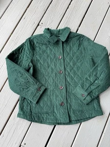 Chaqueta Abrigo Talbots Mujer Pequeña Grande Acolchada Pana Verde Botón Tareas de Granero - Imagen 1 de 5