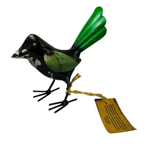 Reclaimed Steel Rustic Green Bird Figurine Upcycled Hom Art India 5"n NWT - Picture 1 of 7