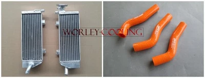 NJ-Aluminum Radiator & ORANGE hose FOR KTM 250/450/505 SX-F/SXF 2007 08 09 2010 - Изображение 1 из 4