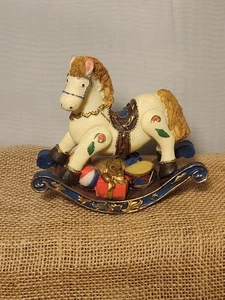 Vintage Nostalgisches Schaukelpferd Weihnachtsfigur Jubiläum Geschenkartikel Porzellan Keramik - Bild 1 von 6