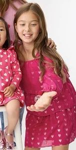 Brand New J.Crew Cuts Girls' Shimmer Tiered Hearts Dress Size 8, 7 - Picture 1 of 3