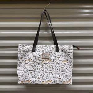 Lembu Tote Bag White Cats Kitty Meow Casual Zip Closure Outdoor Lined - Picture 1 of 10